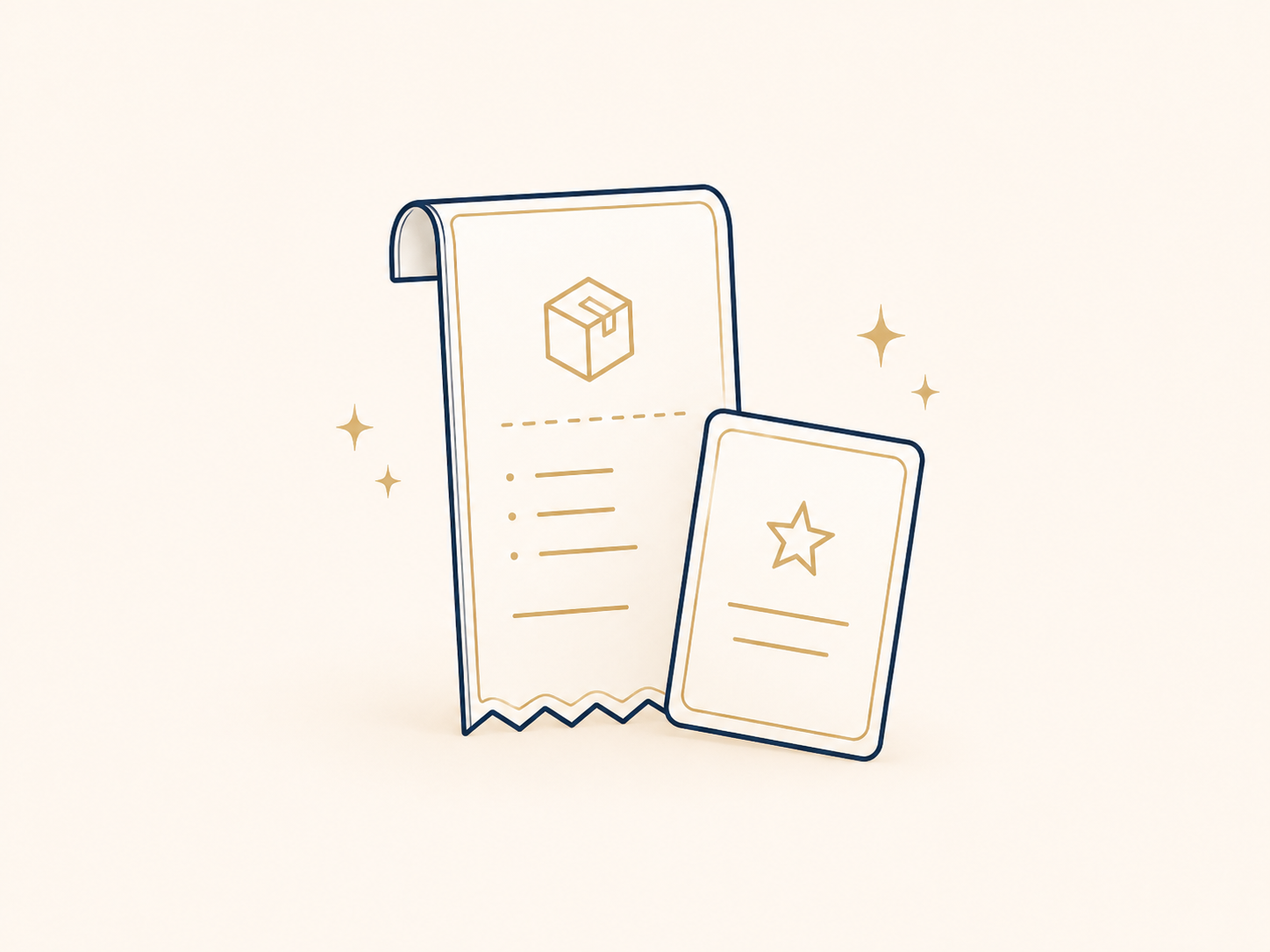 Illustration of a receipt and package insert